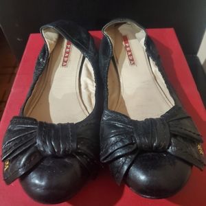 Prada Leather Bow Flats